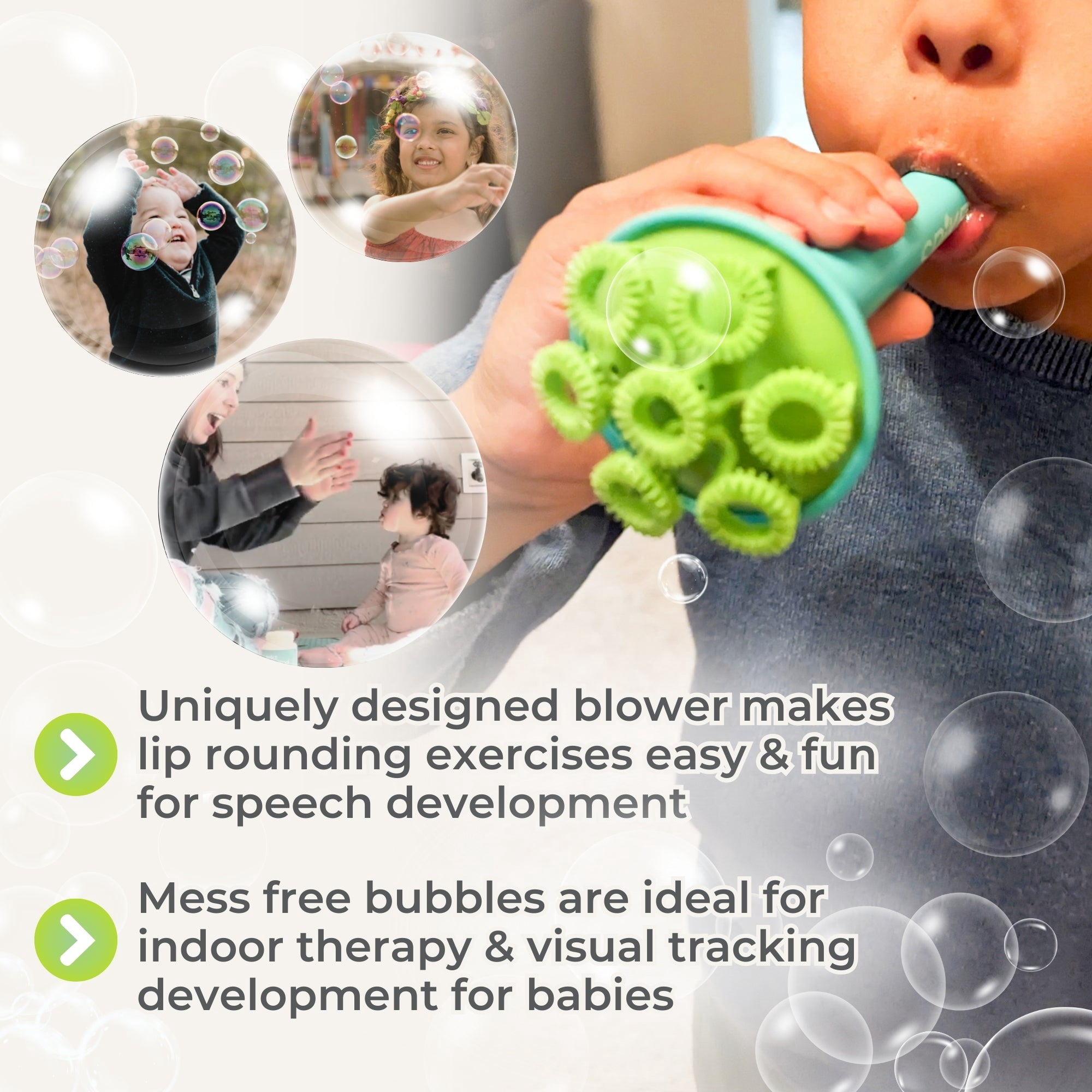 Innobaby Spike Bubble Blower with 4 oz Bubble Solution and Dipping Tray - Aqua Color