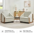 thumbnail image 6 of 057-Set of 1 Chenille Fabric Modern Upholstered Armchair with Wooden Side Frame , Accent Leisure Chair with Cushioned Seat and Backrest for Living Room, Bedroom,Beige, 6 of 27