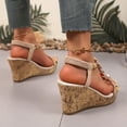 thumbnail image 4 of Rokment Women's Platform Wedge High Heels Dress Sandals Ethnic Bohemian Beach Summer Open Toe Chunky Heeled Dressy Sandals for Woman Vacation Beige Size 6.5, 4 of 6