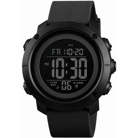 Big Digital Watch Sports Waterproof Military Back Light Watch for your love Ages 11-18 Black 1426S and for Woman Man