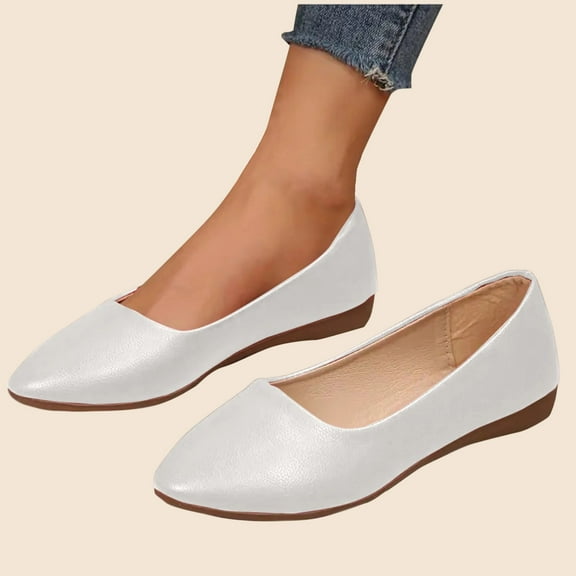 Xucatan Closed Pointed Toe Flats for Women Leather Pointy Toe Comfortable Low Heel Slip On Pumps Shoes Office Lady Leather Dress Shoes Work Party Dating Church Gift