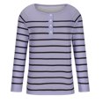 thumbnail image 5 of WREESH Womens Fashion T-Shirts Striped Loose Casual Long Sleeve Round-Neck Ladies Warmth Tops Blouse Pullover Purple, 5 of 6