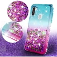 thumbnail image 5 of Liquid Quicksand Glitter Cute Phone Case for Jitterbug Smart 3 (2021) for Seniors (aka Lively Smart) Case for Girls Women Clear Bling Diamond Phone Case Cover - Pink/Teal, 5 of 5