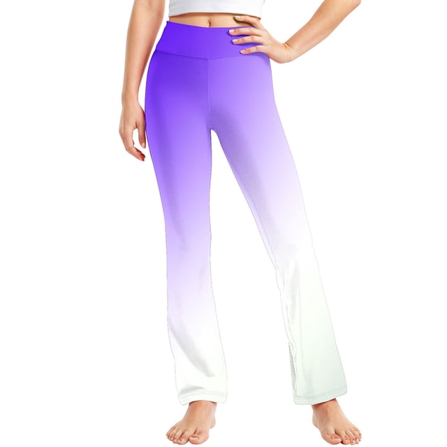 Odeerbi 2-13 Años Niñas Pierna Ancha Pantalones Yoga Gradiente Workout Danza Deportes Atlético Pantalones Elasticidad Lindo Alta Cintura Pantalones Pierna Recta