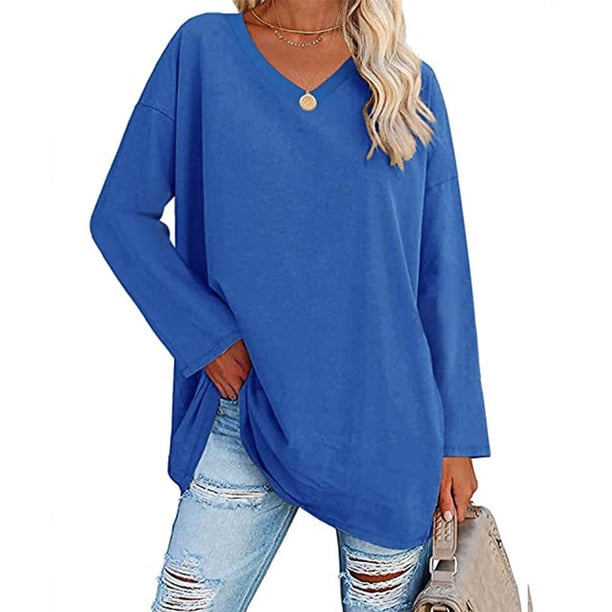 Camisa de gran tamaño para mujer, camiseta de manga larga para mujer, blusa informal para mujer, top de verano para mujer, multifuncional