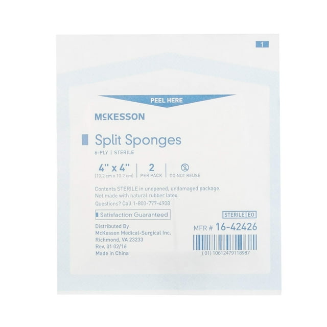 Esponjas de vestir McKesson, 6 capas, estériles, 4 x 4 pulgadas, 100 unidades