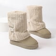 thumbnail image 6 of Fur Boots,Womens Winter Boots,Women's Faux Fur Mid Calf Snow Boots - Round Toe Suede Warm Fur Lined Platform Flat Comfort Outdoor Winter Fashion Boots(Beige 41), 6 of 9