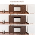 thumbnail image 5 of 59" Walnut Executive Desk with Charging Station, Modern Fluted Wood Computer Desk with 5 Drawers and Storage Cabinet, Home Office Workstation with File Drawer, 5 of 9