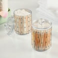 thumbnail image 2 of Yayeee 2 Pack Qtip Holder Bathroom Cotton Swab Canister with Lid Clear Dispenser Set, Beige Nautical Pattern, 2 of 6