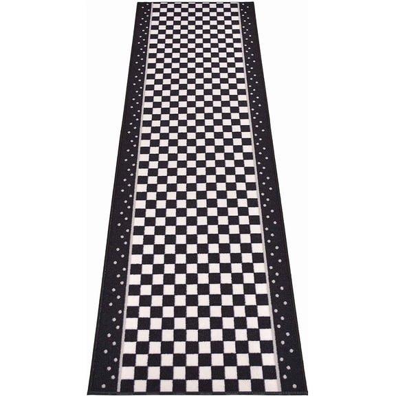 Extra-Long Low Pile Runner Rug Skid Resistant Backing Rug Runner Bordered Geometric Abstract Design Cut to Size Roll Runner Rugs - 43 Feet x 32 Inch