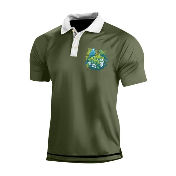 Yiaimeir Men's Three Button Printed Lapel Short Sleeve T-Shirt Top Streetwear,Size M-3XL