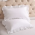 thumbnail image 4 of 2X 100% Cotton Ruffle Pillowcase Ruffled Pillow Cover White Pillow Case, 4 of 4