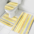 thumbnail image 3 of Yellow Nordic Style Stripes Bath Mat 3 Piece Bathroom Rug Set, Yellow Gray Texture Non Slip Bath Rug Contour Mat and Toilet Lid Cover, Absorbent Shower Mats Soft Bath Rugs and Mats Sets, 3 of 8