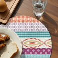 thumbnail image 3 of Bohemia Ethnic Round 15 Inch Placemats Set of 6, Boho Tribal Teal Orange Purple Stripes Leaves HeatResistant Non Slip Place Mats for Dining Table, Wipeable Braided Kitchen Table Mats for Housewarming, 3 of 9