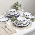 thumbnail image 3 of Sango Splash of Cheers 12-Piece Earthenware Dinnerware Set for 4-White with Navy Blue Scalloped Rims, 3 of 8