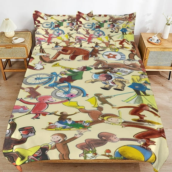 Duvet Cover Bedding Set Cartoon Print Soft Quilt Cover 3 Pieces, 1 Comforter Cover & 2 Pillowcases for Kids Teens Boys Girls Room Decor 86"x70"