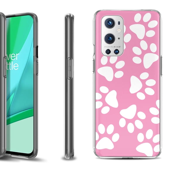 Slim-Fit Flexible TPU Gel Phone Case Compatible with OnePlus 9 PRO 5G, by OneToughShield ® - Pet Paw/ Pink