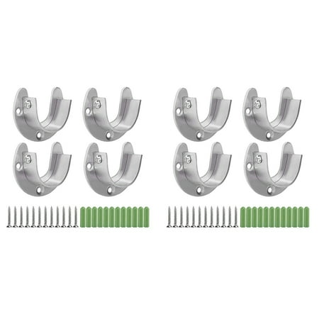 

8 Pcs Stainless Steel Hanging Rod Bracket U Shaped Curtain Rod Bracket Heavy Duty Round Tube Sockets with Screws (25mm)