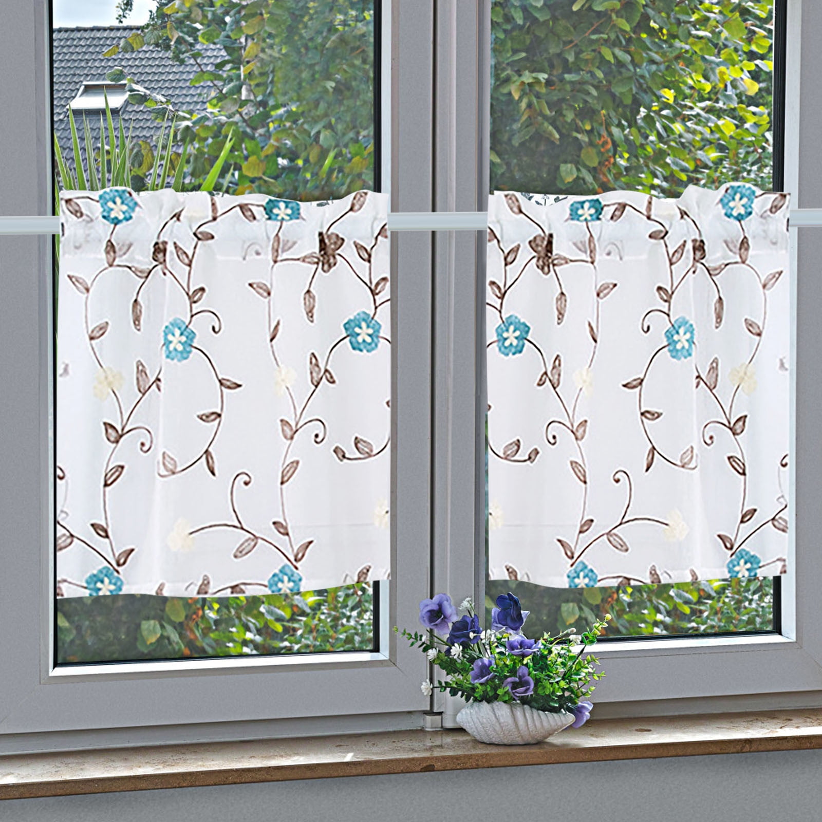 Giyblacko Blackout Curtains Floral Curtains Kitchen Coffee Curtains Bedroom Rod Curtains Lace Short Curtains Lace Curtains 24 X 35 Inch 2 Panels