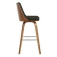 thumbnail image 3 of Nolte 30" Swivel Bar Stool in Brown Faux Leather and Walnut Wood, 3 of 8