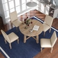 thumbnail image 2 of Bellemave 5-Piece Round Dining Table Set, Wood Farmhouse Extendable Dining Table and 4 Upholstered Dining Chairs, Kitchen Dining Table Set for 4 （Natural）, 2 of 9