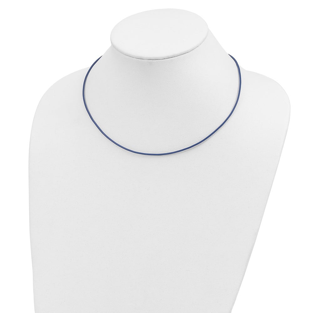 14K Yellow Gold Cord & Leather Chain Necklace 1.5 mm Royal Blue 18 inch