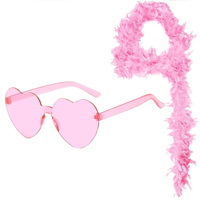 Fiudx Boa de Plumas de Pavo, Colorido Conjunto de Accesorios de Baile, Gafas con Forma de Corazón, Divertida Decoración para Bodas, Presentaciones, Disfraces para Fotos, Celebraciones para Adultos