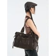 thumbnail image 6 of Women's Large Capacity French Retro Motorcycle Shoulder Crossbody Tote Bag, 6 of 9
