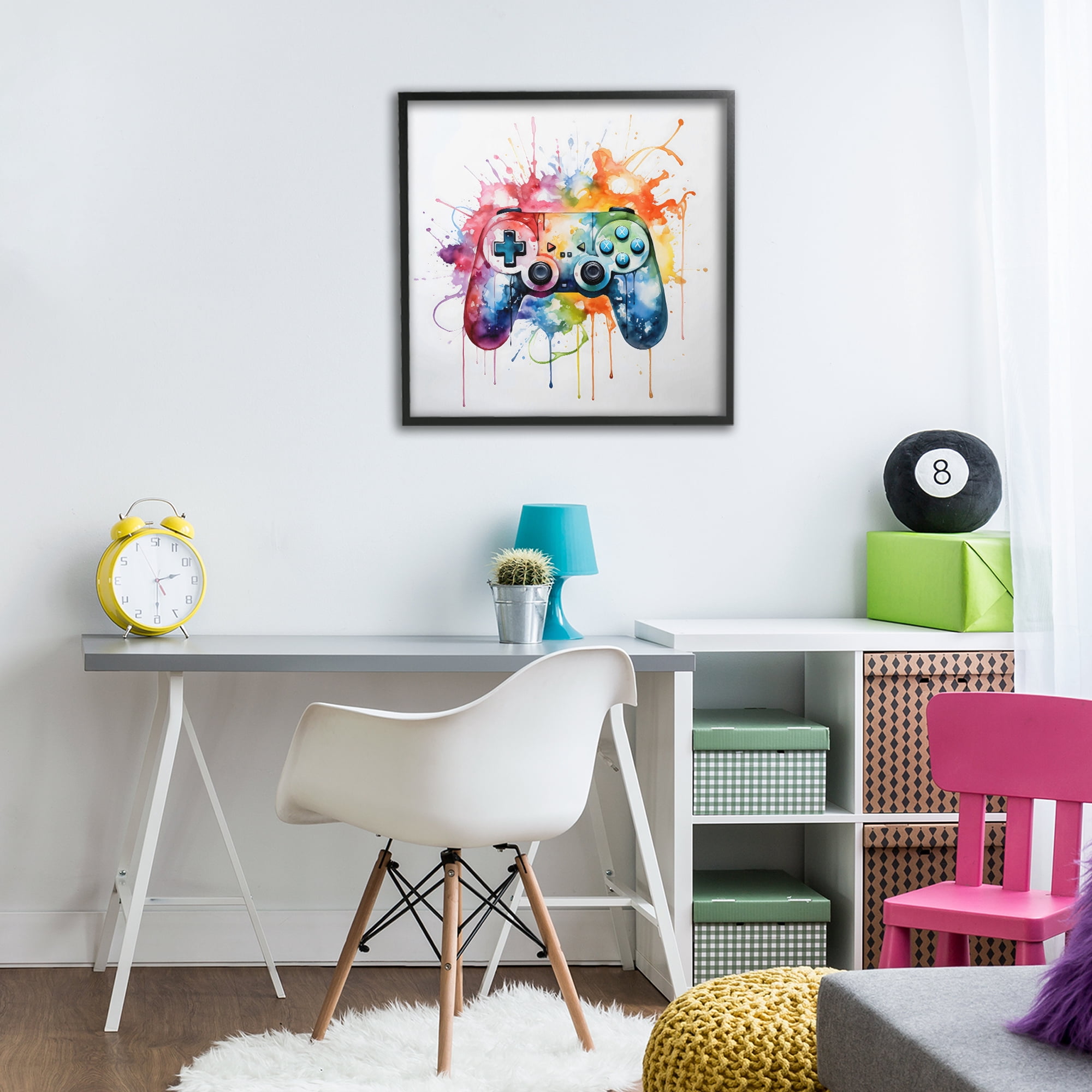 Stupell Industries Colors of Gaming Splatter Black Framed Giclee Art, design by Creative Studio