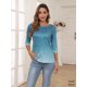 thumbnail image 4 of Camiseta con cuello redondo y manga 3/4 con estampado de hojas de Zeagoo para mujer, 4 of 6