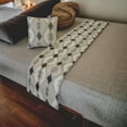 thumbnail image 2 of The HomeCentric King / Queen / Twin Beige Decorative Bed Runner CA King 86"x18" Bed Runner WITH One Pillow Cover, Embroidery,Aztec Bed Scarf on Linen fabric - Thread Tale, 2 of 5