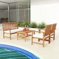 thumbnail image 4 of Costway 4 PCS Acacia Wood Furniture Set Coffee Table & 2 Armchairs with Seat Cushions, 4 of 10