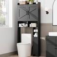 thumbnail image 2 of Over The Toilet Storage Cabinet with 2 Barn Door and Toilet Paper Holder Stand, FreeStanding Toilet Shelf Space Saver, for Bathroom, Restroom, Laundry, Black, 2 of 5