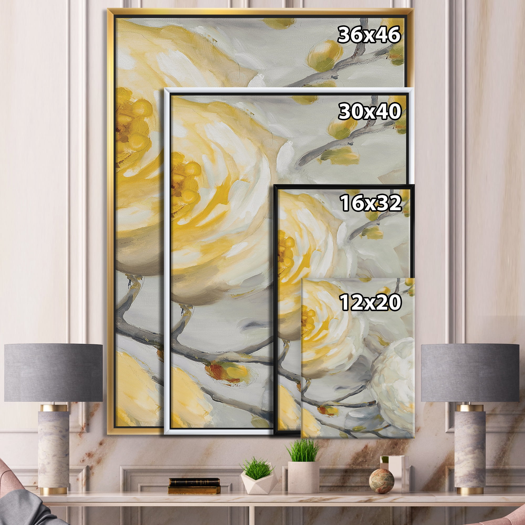 Designart ' Sunshine Yellow Flower II ' Floral Framed Canvas
