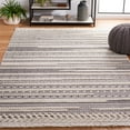 thumbnail image 2 of SAFAVIEH Urban Griselda High Low Striped with Fringe Area Rug, Grey/Ivory, 8' x 10', 2 of 8