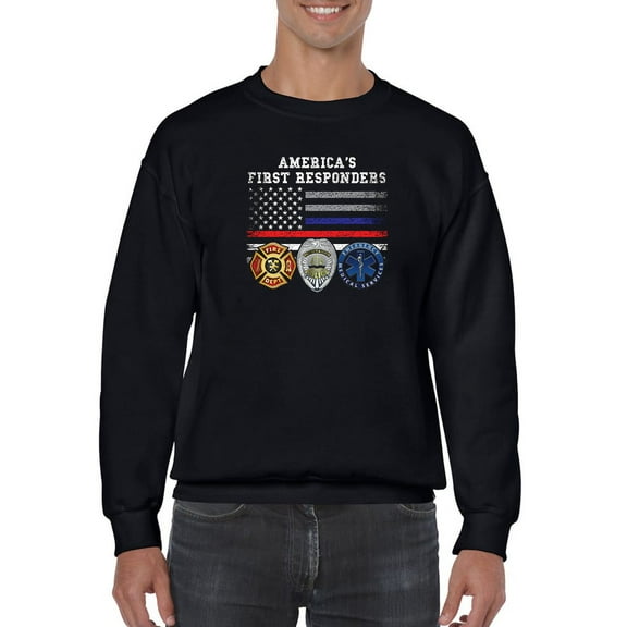First Responders Slogan Sweatshirt Men -GoatDeals Designs, Male 3X-Large