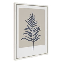 Kate and Laurel Sylvie Muted Tan and Blue Colorblock Botanical Fern Framed Canvas Wall Art by The Creative Bunch Studio, 18x24 White, Decorative Simple Plant Art for Wall