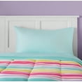 Your Zone Pink Rainbow Stripe Twin Bedding Set for Kids, Machine Wash