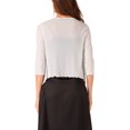 thumbnail image 3 of INSPIRE CHIC Tie Front Cardigan for Women's 3/4 Sleeve Mesh Glitter Cropped Bolero Shrug S White, 3 of 6
