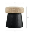 thumbnail image 4 of Ketra Round Faux Shearling Ottoman Footstool in Oatmeal Black, 4 of 7