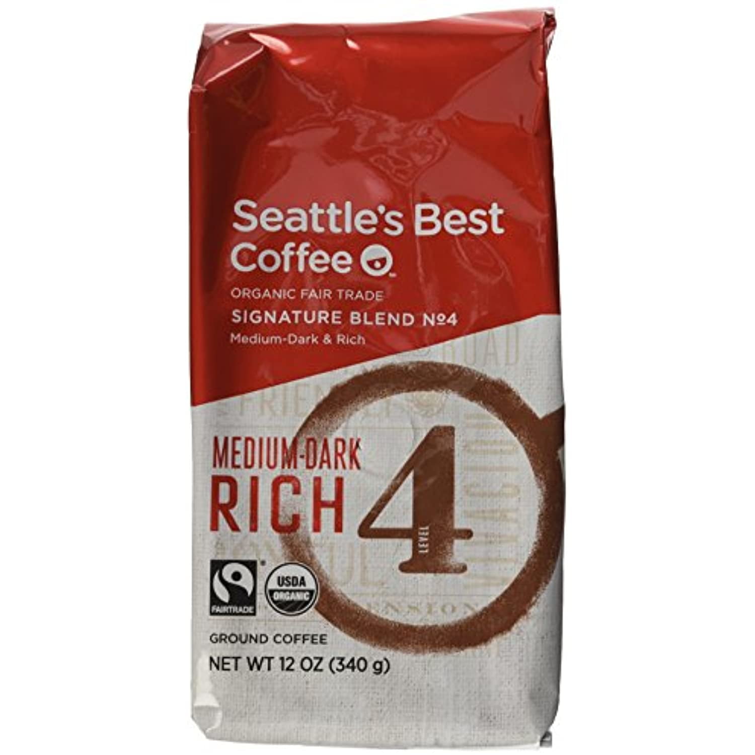 "Seattle,S Best Level 4 Organic Fair Trade Ground Coffee, 12Ounce Bags