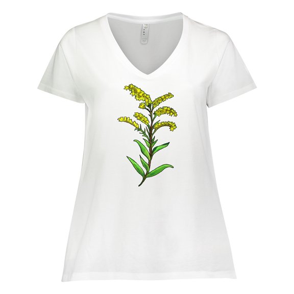 Inktastic Solidago Goldenrod Wildflowers Women's Plus Size V-Neck T-Shirt