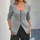 thumbnail image 2 of Tops de punto para mujer,Chaqueta tipo cárdigan con cuello en U para mujer, chaqueta de manga larga con botones, top de punto informal para usar en casa, sopatenor, 2 of 9