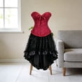 thumbnail image 5 of Women's Halloween Role-Play Dress, Solid Color Waist Cinching Body Shaping Costume Outfit, Spooky Party Cosplay Dress For Women, Holiday Themed Fancy Dress Costume Red L, 5 of 5