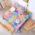 thumbnail image 2 of Multi Color Floral Checkered Pattern Square Tablecloth,Waterproof Square Table Cover,Wipeable Spillproof Washable Table Cover for Home Kitchen Party Decor 52"x52"(132x132cm), 2 of 6