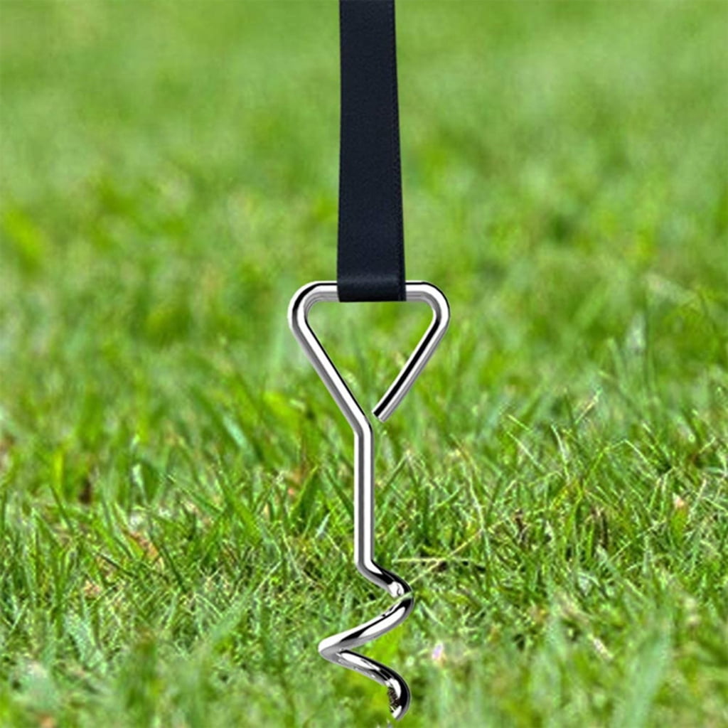 4Pcs Tent Stake Anchors with Strap Portable Trampoline Stakes Tie Down Spirals Ground Anchors Stake Tent Accessories