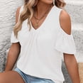 thumbnail image 4 of Guluxicc Summer Cold Shoulder Tops for Women V Neck Short Sleeve Shirts Ladies Cute Casual Blouse Going Out Outfits, 4 of 8