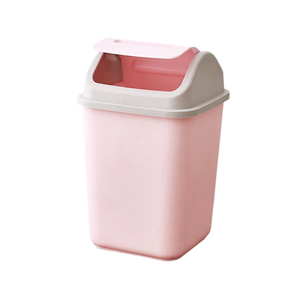 Home Kitchen Trash Can Garbage Box Mini Desktop Trash Can Living Room Debris Storage Litter Waste Container Small Organizer Dustbins with Lid Size M Pink