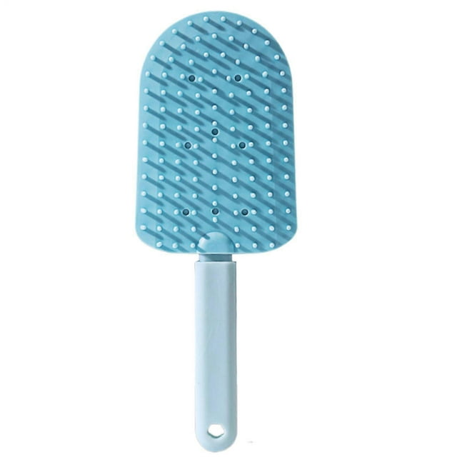 Cat Hair Comb NonSlip Ergonomic Brush in Ice Cream Shape, Gentle Detangling Tool, Blue