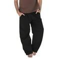 thumbnail image 1 of Mens Spring Summer Leisure Vacation Party Beach Hawaii Solid Color Cotton Linen Trousers, 1 of 6